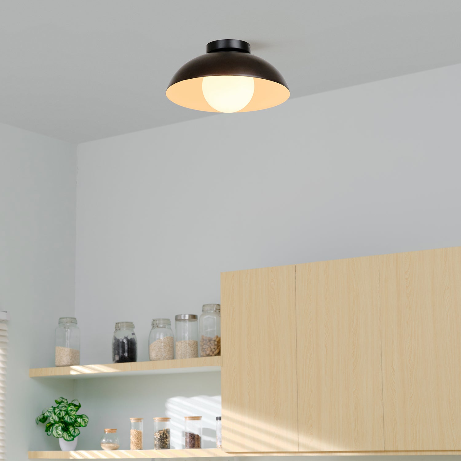 Globe Electric Portland 1-Light Semi-Flush Mount Ceiling Lighting Matte Brass Opal Glass Shade