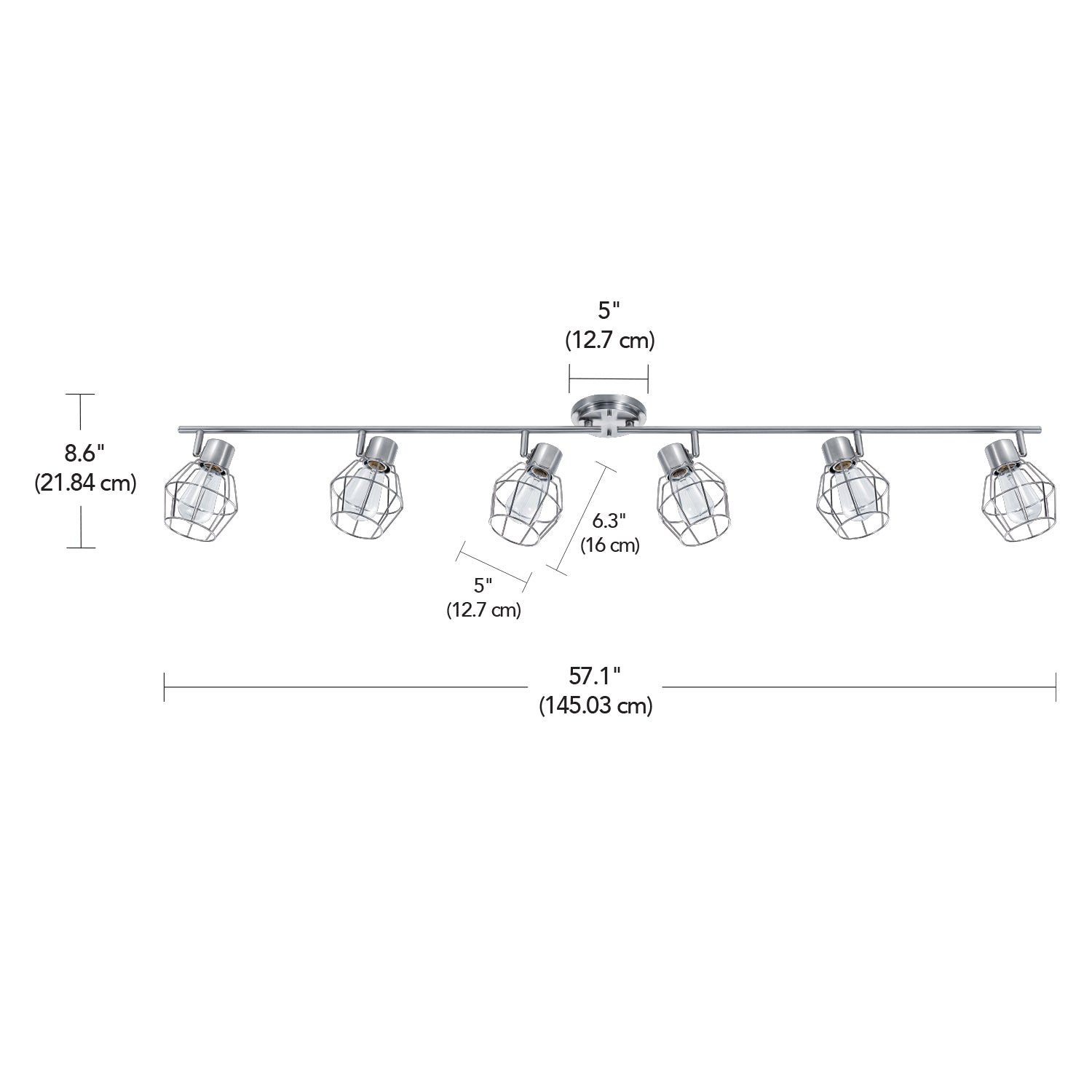 Globe Electric 6-Light Track Lighting Bar - Matte White With Faux Wood, Adjustable Pivoting Heads