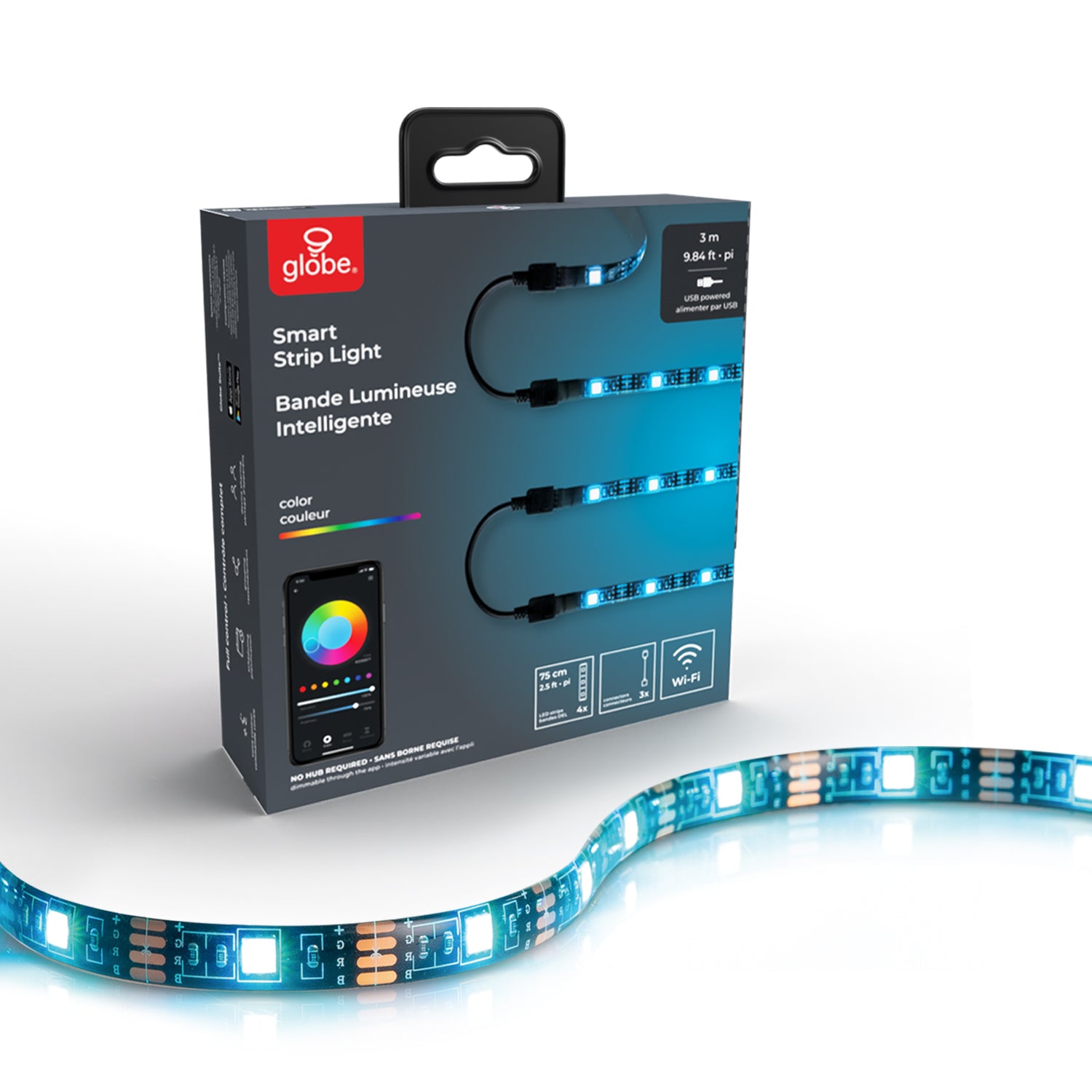 Bande LED RVB De 1,8 M Pour Voiture - Télécommande, 12V, 5W - Décoration Capot Avant Universelle