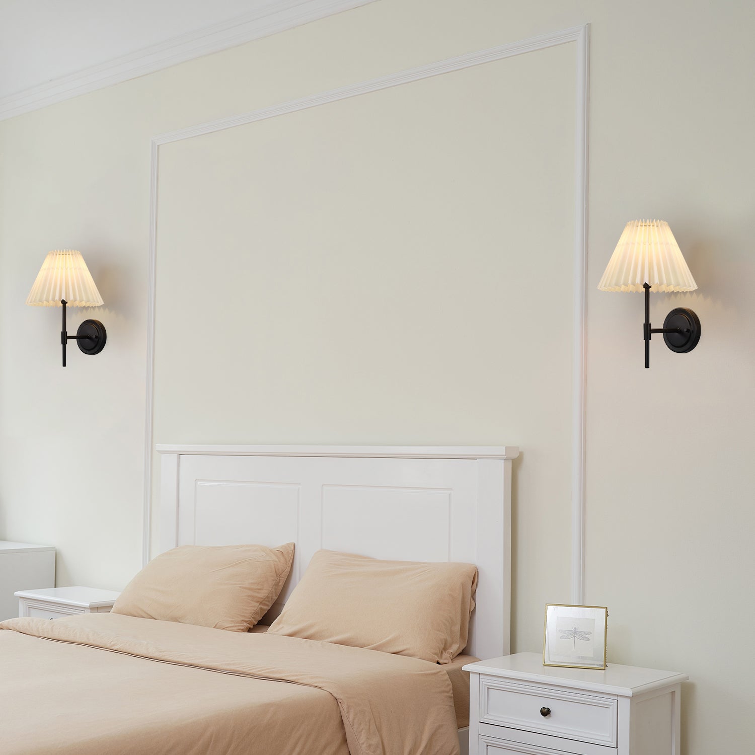PERMO Set of 2 Rustic Wall Sconce Antique Brass Gold Sconce | Sconce Light Fixture with Flared Funnel Linen Fabric Shade Nightstand Lamps for Bedrooms Bedside Reading PERMO Set of 2 Rustic Wall Sconce Antique Brass Gold Sconce | Sconce Light Fixture with Flared Funnel Linen Fabric Shade Nightstand Lamps for Bedrooms Bedside Reading