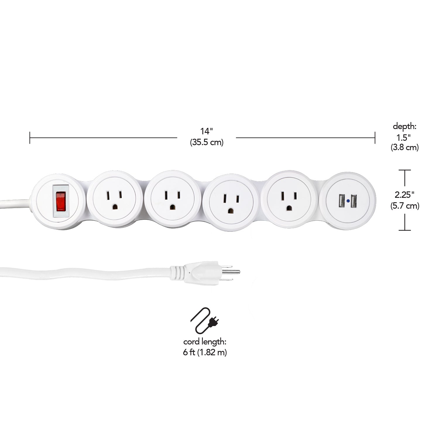 Flexigon Flexigon 4-Outlet Surge Protector Power Strip – Globe Electric